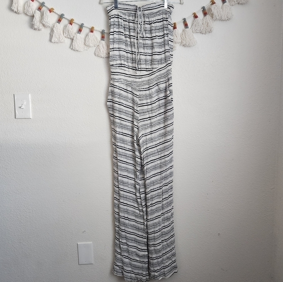 Spiritual Gangster Striped Gauzy Sleeveless Wide Leg Jumpsuit Casual Chic Boho L - Picture 1 of 10